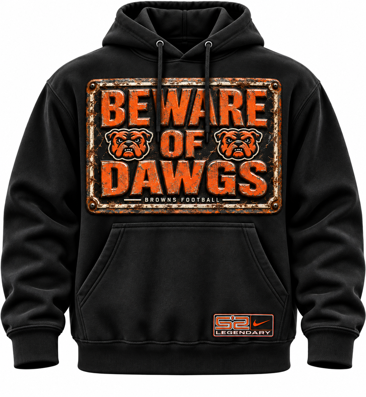 BEWARE OF DAWGS RUSTIC HOODIE