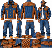 THE LEGENDARY KT-BLACK LABEL 2PC DENIM AND GATOR  JEAN SUIT