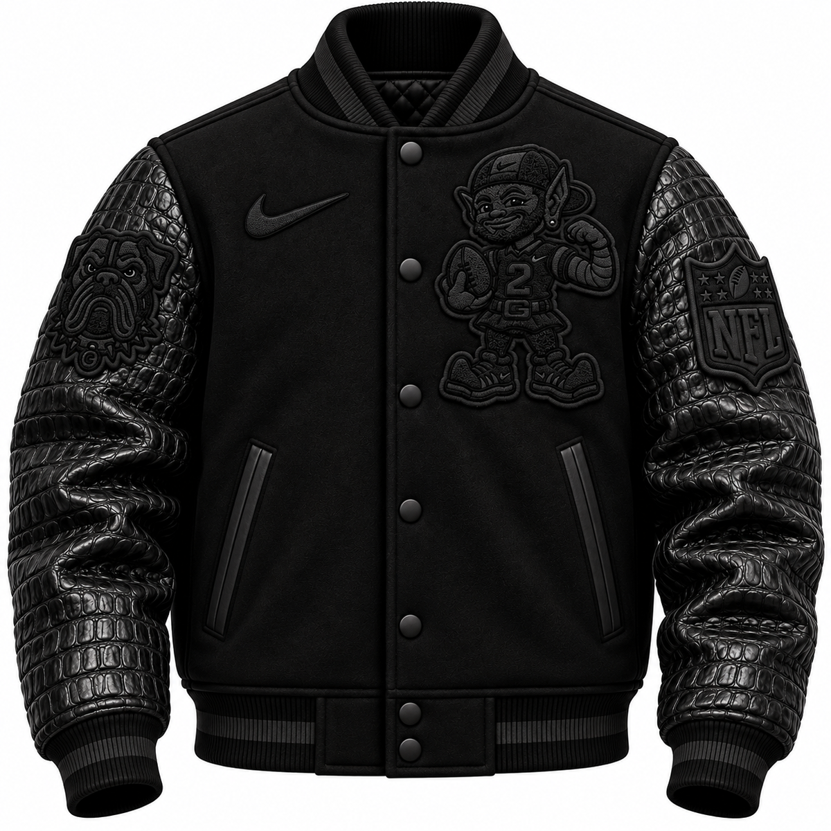 THE LEGENDARY "WOOLYGATER" BLACK OUT  VARSITY JACKET