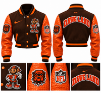LEGENDARY "WOOLYGATOR" VARSITY JACKET ORANGE BODY/ BROWN SLEEVES