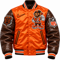 THE LEGENDARY CLASSIC STARTER JACKET SATIN WITH LEATHER ALLIGATOR EMBOSSED SLEEVES