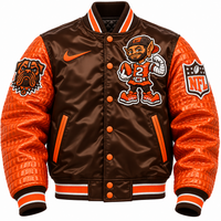 THE LEGENDARY CLASSIC STARTER JACKET SATIN WITH LEATHER ALLIGATOR EMBOSSED SLEEVES